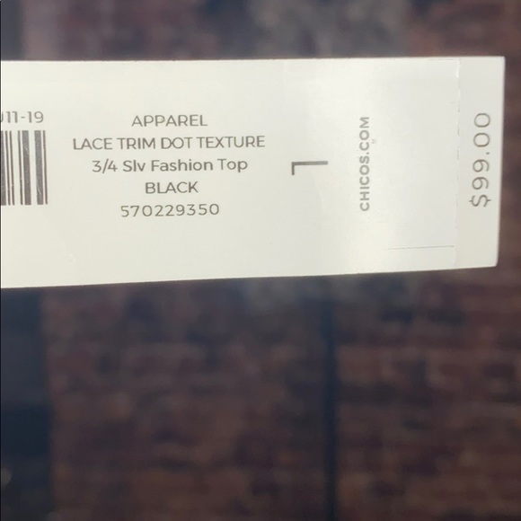 Chico’s- Black Short Sleeve top - Picture 3 of 3